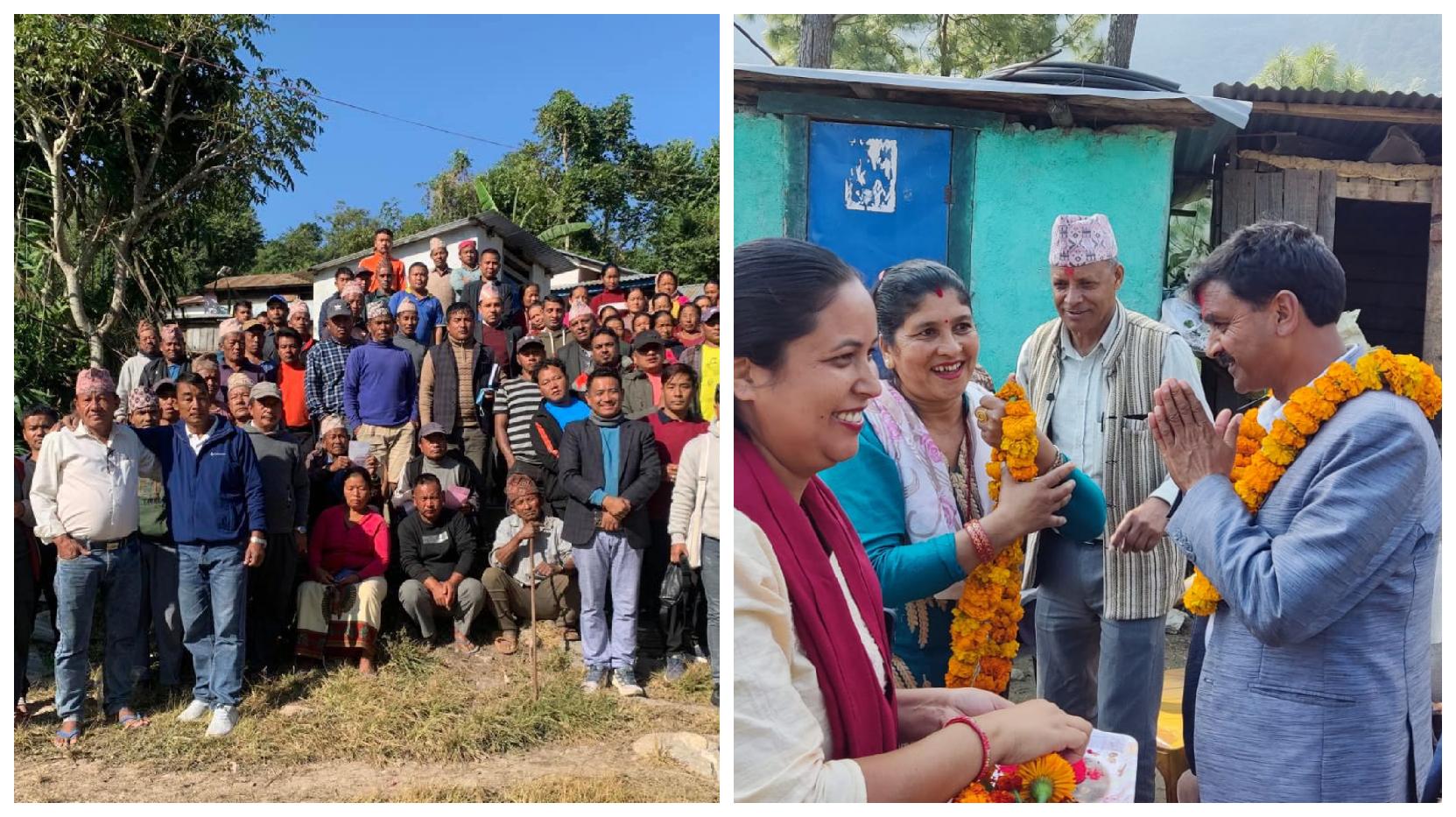 एमाले उम्मेदवार  मत माग्न घर दैलोमानै व्यस्त