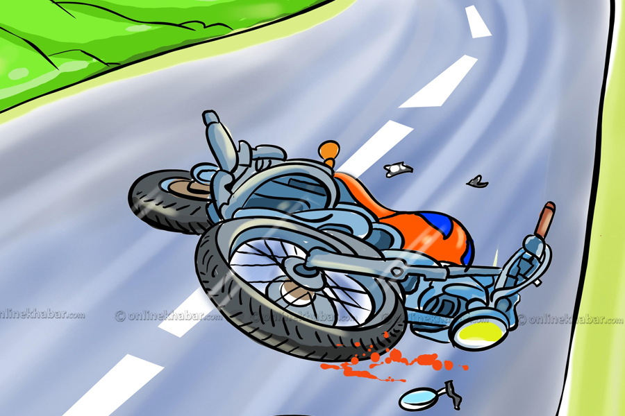 रामपुरमा  मोटरसाईकल दुर्घटना हुँदा एक युवकको मृत्यु ।
